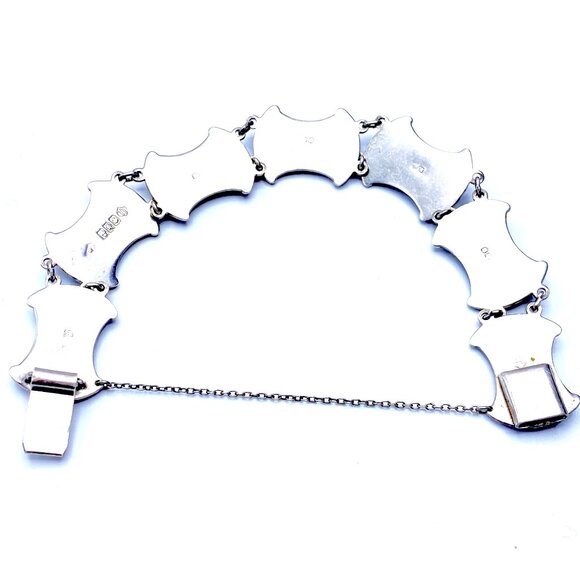 Vintage 1956 Scottish Sterling Silver Glass Agate Bracelet — Ward Brothers — EUC - Picture 10 of 12